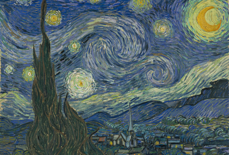 Vincent van Gogh. The Starry Night. 1889. Oil on canvas, 29 x 36 1/4" (73.7 x 92.1 cm). The Museum of Modern Art, New York. Acquired through the Lillie P. Bliss Bequest
