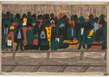Jacob Lawrence. The Migration Series. 1940–41. Panel 60: "And the migrants kept coming." Casein tempera on hardboard, c. 12 x 18" (30.5 x 45.7 cm). The Museum of Modern Art, New York. Gift of Mrs. David M. Levy. © 2015 The Jacob and Gwendolyn Knight Lawrence Foundation, Seattle/Artists Rights Society (ARS), New York. Digital image © The Museum of Modern Art, New York