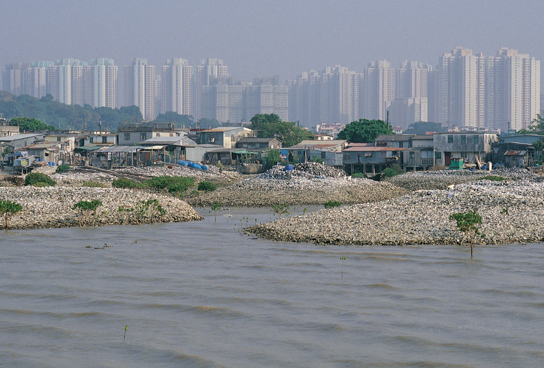 MAP Office Lau Fan Shan oyster farm in the shadows of Tin Shui Wai New Town, Hong Kong. 2014. © Map Office