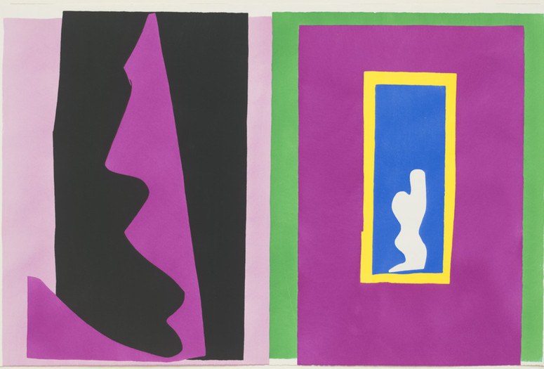 Henri Matisse (French, 1869–1954). Destiny (Le Destin) from Jazz. 1947. One from a portfolio of twenty pochoirs, composition (irreg.): 16 1/4 × 24 13/16" (41.2 × 63.1 cm); sheet: 16 9/16 × 25 11/16" (42 × 65.3 cm). Gift of the artist. © 2014 Succession H. Matisse / Artists Rights Society (ARS), New York
