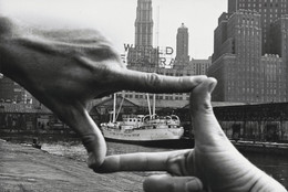John Baldessari (American, b. 1931). Hands Framing New York Harbor from Pier 18. 1971. Photograph by Shunk-Kender (Harry Shunk [German, 1924–2006] and János Kender [Hungarian, 1937–2009]). Gelatin silver print, 7 3/8 × 9 15/16" (18.8 × 25.2 cm). The Museum of Modern Art, New York. Gift of the Roy Lichtenstein Foundation in honor of Jennifer Winkworth and Kynaston McShine and in memory of Harry Shunk and János Kender. © 2015 John Baldessari. Photograph: Shunk-Kender © J. Paul Getty Trust. The Getty Research Institute, Los Angeles