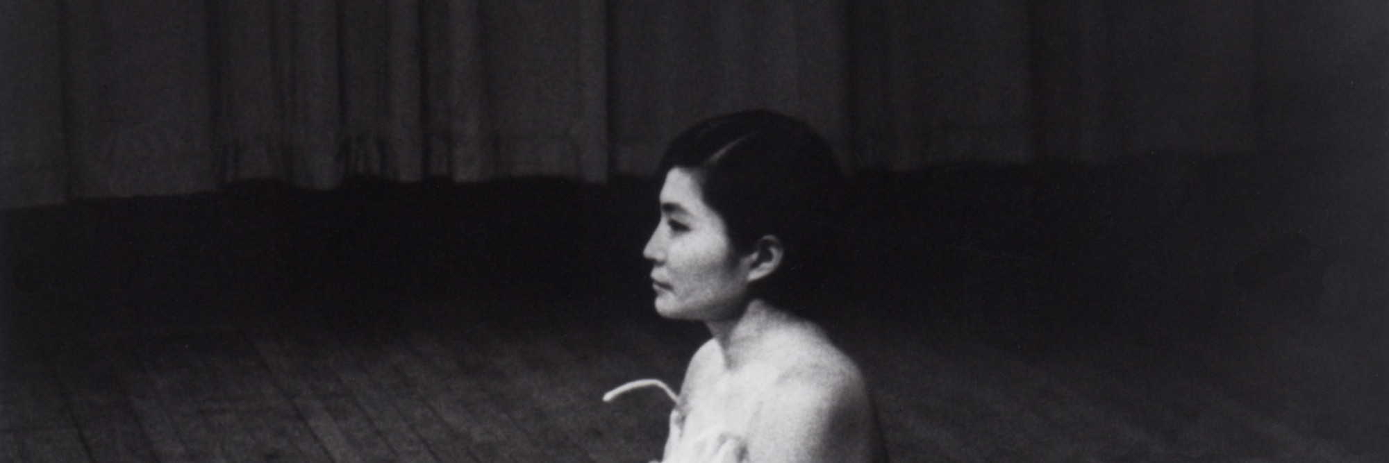 Yoko Ono. Cut Piece. 1964. Performed by Yoko Ono in New Works of Yoko Ono, Carnegie Recital Hall, New York, March 21, 1965. Photograph by Minoru Niizuma. Minoru Niizuma. Courtesy Lenono Photo Archive, New York