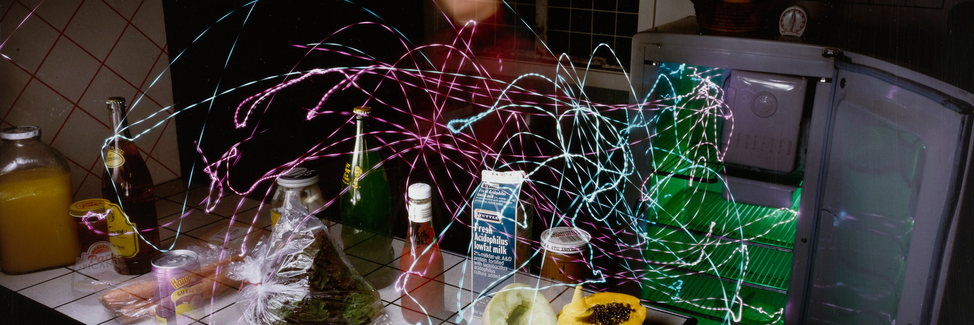 Michael Mandel (American, b. 1950). Emptying the Fridge. 1984. Silver dye bleach print, 15 7/8 × 19 7/8″ (40.6 × 50.7 cm). The Museum of Modern Art, New York. The Family of Man Fund