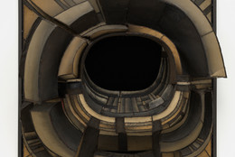 Lee Bontecou. Untitled. 1961. Welded steel, canvas, black fabric, rawhide, copper wire, and soot, 6' 8 1/4" x 7' 5" x 34 3/4" (203.6 x 226 x 88 cm). The Museum of Modern Art, New York. Kay Sage Tanguy Fund