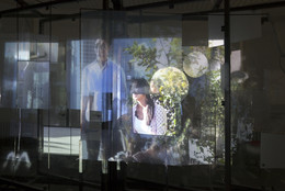 Neïl Beloufa. Superlatives and Resolution, People’s Passion, Movement and Life. 2014. Video (color, sound, 10:59 min), plexiglass, steel construction, digitally controlled motor, computer prints on paper, tape, plastic sheets, MDF, and clay, dimensions variable. Installation view, Hopes for the Best, Schinkel Pavilion, Berlin, April 4–May 31, 2015. Collection of K11Art Foundation, Hong Kong. Courtesy the artist; François Ghebaly Gallery, Los Angeles; Mendes Wood DM, São Paulo; and ZERO…, Milan. Photo: Andreas Rossetti