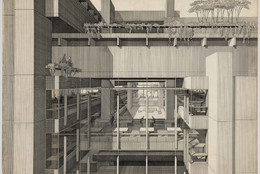 Paul Rudolph. Art and Architecture Building, Yale University, New Haven, Connecticut (partial exterior perspective). 1958. Ink on board, 30 x 40" (72.6 x 101.6 cm). The Museum of Modern Art. Gift of the architect