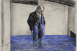 William Kentridge. Drawing from Stereoscope. 1998–99. Charcoal, pastel, and colored pencil on paper, 47 1/4 × 63″ (120 × 160 cm). The Museum of Modern Art, New York. Gift of The Junior Associates of The Museum of Modern Art, with special contributions from Anonymous, Scott J. Lorinsky, Yasufumi Nakamura, and The Wider Foundation