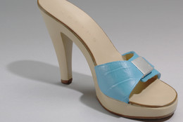 Sylvie Fleury. His Mistress’ Toy (for Parkett no. 58). 2000. Multiple of polyurethane shoe with integrated noisemaker, Overall: 4 7/16 × 3 3/4 × 7 11/16″ (11.2 × 9.5 × 19.5 cm). Roxanne H. Frank Fund
