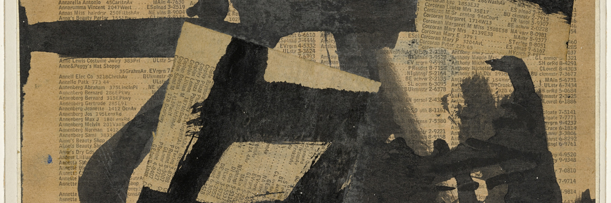 Franz Kline. Untitled II. c. 1952. Ink and oil on cut-and-pasted telephone book pages on paper on board, 11 × 9ʺ (28.1 × 23 cm). Purchase. © 2016 The Franz Kline Estate / Artists Rights Society (ARS), New York. Photo: John Wronn