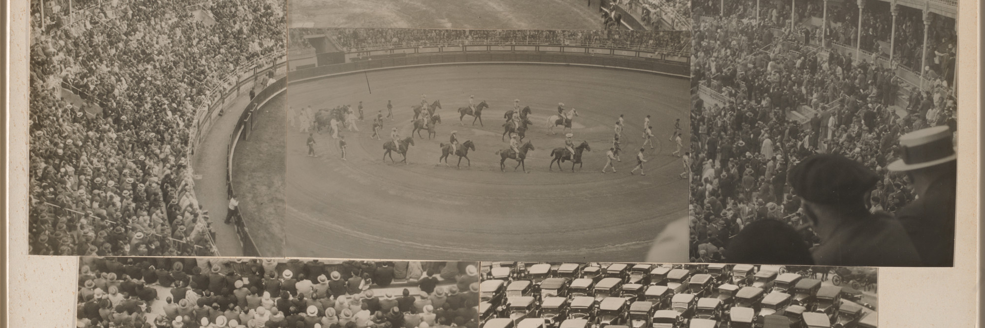 Josef Albers. Untitled (​​Bullfight​,​ San Sebastian). 1929/1932. Gelatin silver prints mounted to board. Overall 11 5/8 × 16 3/8″ (29.5 × 41.6 cm). Acquired through the generosity of Jo Carole and Ronald S. Lauder, and Jon L. Stryker Object number 1022.2015 Copyright © 2016 The Josef and Anni Albers Foundation / Artists Rights Society (ARS), New York