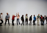 Performance of Jérôme Bel’s The Show must go on (2001) at The Museum of Modern Art, 2012. Part of Some sweet day (October 15–November 04, 2012). © 2012 Museum of Modern Art, New York. Photo: Julieta Cervantes