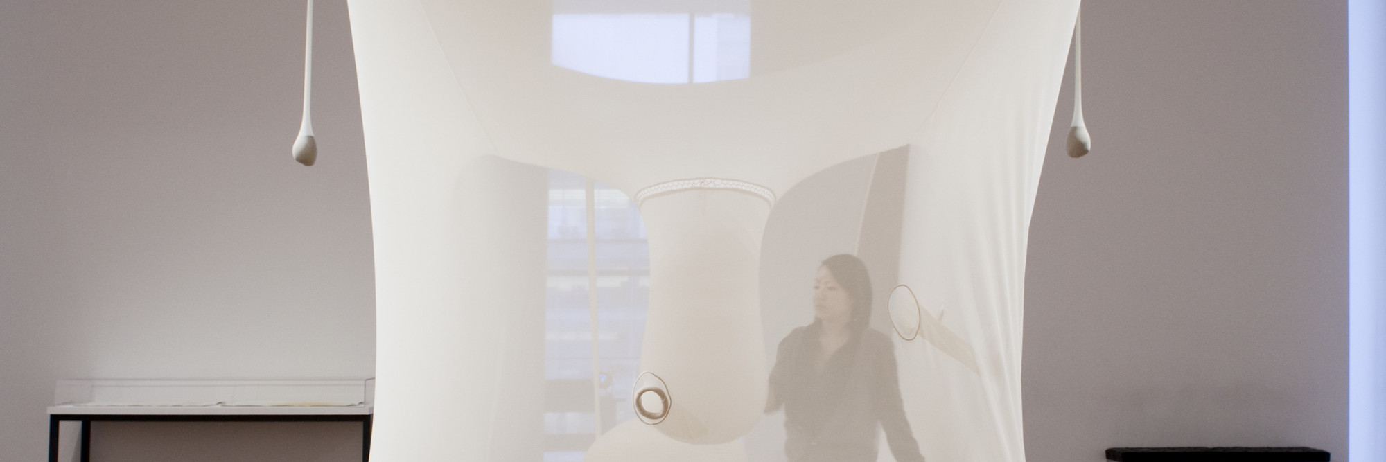 Ernesto Neto. Navedenga (installation view at The Museum of Modern Art, 2010). 1998. Polyamide stretch fabric, sand, Styrofoam, cloves, cord, and ribbon, 144 × 180 × 252″ (365.8 × 457.2 × 640.1 cm). The Museum of Modern Art, New York. Gift of Donald L. Bryant, Jr. Photo: Thomas Griesel