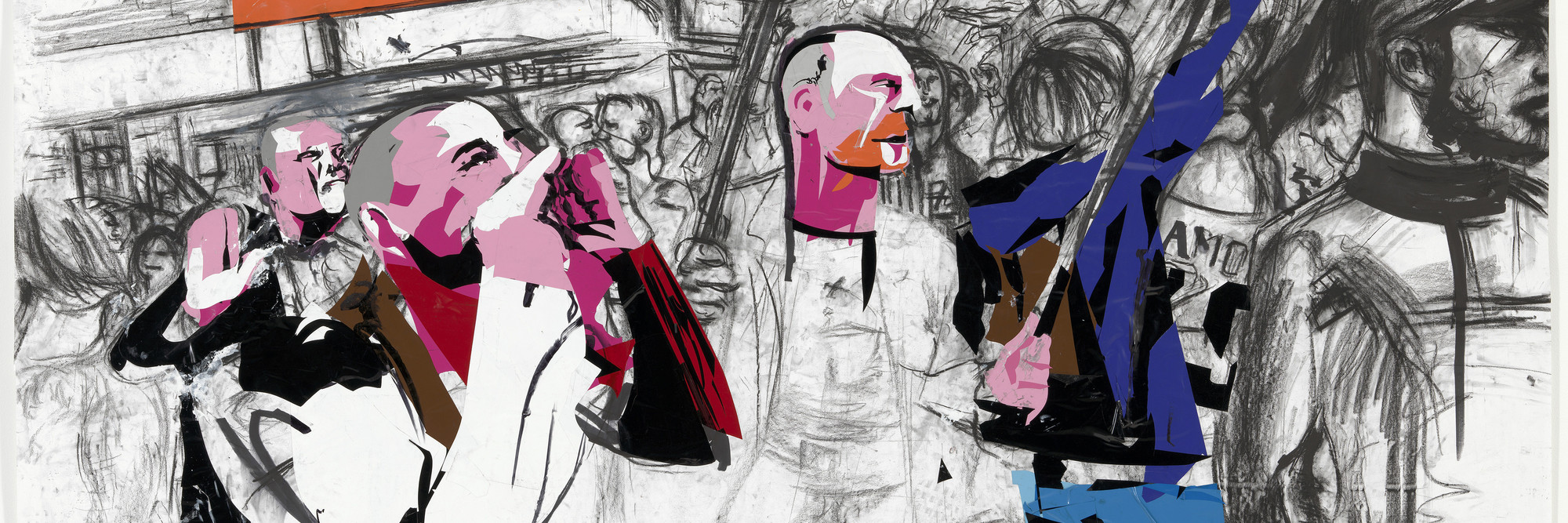 Erik van Lieshout (Dutch, born 1968). Untitled. 2014. Conté crayon, synthetic polymer paint, felt-tip pen, and vinyl on paper, 59 x 107 7/8" (149.9 x 274 cm). The Museum of Modern Art, New York. Acquired through the generosity of The Contemporary Drawing and Print Associates of The Museum of Modern Art in memory of Riva Castleman, 2015. © 2017 Erik van Lieshout