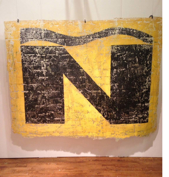 José Carlos Martinat. Ñ. 2013. Found graffiti, glass, fiber, resin, and paper, 68 7/8 x 89 3/4" (175 x 228 cm). Gift of Eduardo Hochschild through the Latin American and Caribbean Fund. © 2017 José Carlos Martinat. Photo courtesy of Revolver Galería, 2013
