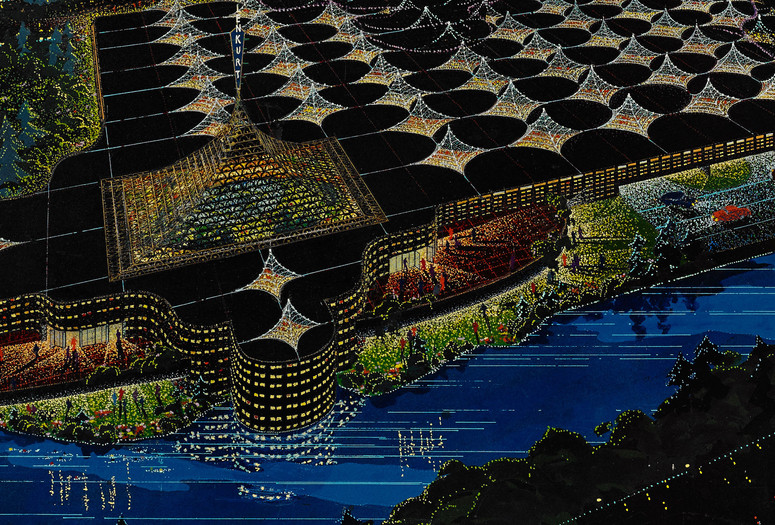 Frank Lloyd Wright. Lenkurt Electric Company, perspective (detail). 1955. Frank Lloyd Wright Foundation Archives (The Museum of Modern Art | Avery Architectural &amp; Fine Arts Library, Columbia University, New York)