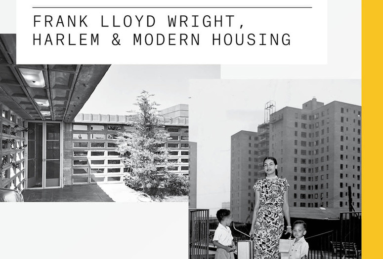 From left: View of Benjamin Adelman House, 1951, The Frank Lloyd Wright Foundation Archives (The Museum of Modern Art | Avery Architectural &amp; Fine Arts Library, Columbia University, New York); Mattie Faulkner and her children moving in, Riverton Houses, July 29, 1947, Photographs &amp; Prints Division, Schomburg Center for Research in Black Culture, New York Public Library