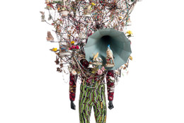 Nick Cave. Soundsuit. 2011. Found objects, knit head and bodysuit, and mannequin, 10' 1" x 42" x 33" (307.3 x 106.7 x 83.8 cm). The Museum of Modern Art, New York. Gift of Agnes Gund in honor of Dr. Stuart W. Lewis. © 2018 Nick Cave. Photo: Imaging and Visual Resources Department, MoMA