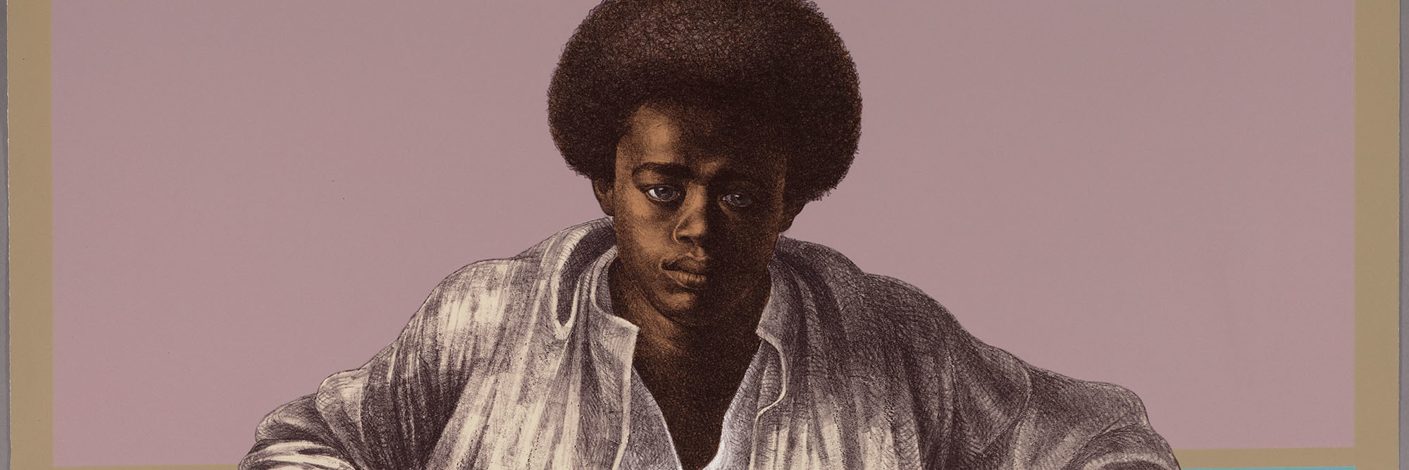 Charles White. Sound of Silence. 1978. Color lithograph on paper, 25 1/8 × 35 5/16" (63.8 × 89.7 cm). Publisher: Hand Graphics, Ltd. Printer: David Panosh. The Art Institute of Chicago. Margaret Fisher Fund. © 1978 The Charles White Archives