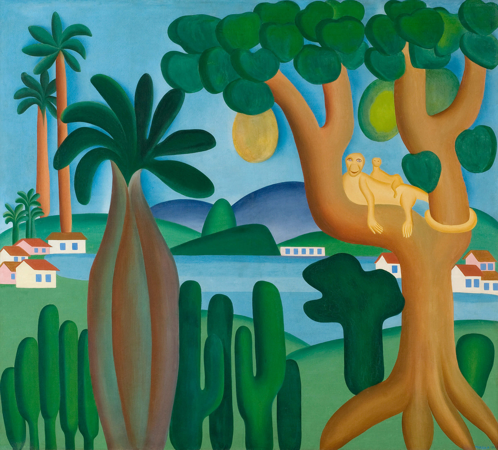 Tarsila do Amaral. _Postcard (Cartão-postal)_.1929. Oil on canvas, 50 3/16 x 56 1/8 in. (127.5 x 142.5 cm). Private collection, Rio de Janeiro. © Tarsila do Amaral Licenciamentos.