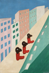 Tarsila do Amaral. City (The Street), 1929. Oil on canvas, 31 7/8 × 21 1/4 in. (81 × 54 cm). Collection of Bolsa de Arte. © Tarsila do Amaral Licenciamentos