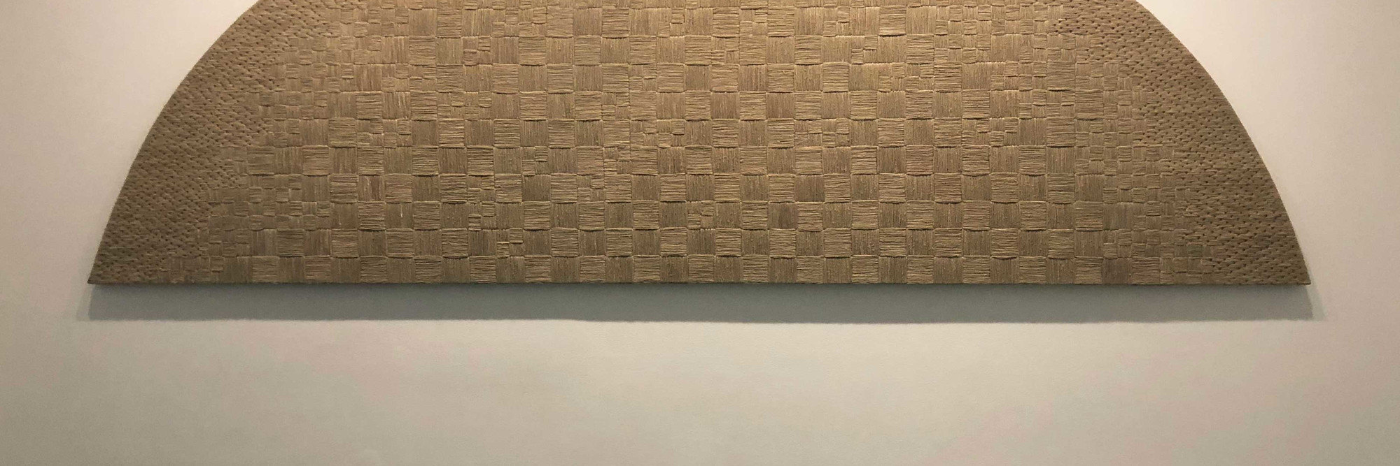 Sheila Hicks. Panel for interior of Air France Boeing 747 aircraft. 1969–77. Embroidered in wild silk on polished cotton. The Museum of Modern Art, New York. Gift of Melvin Bedrick