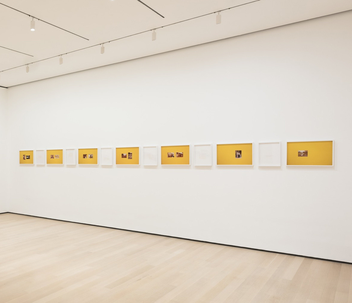 Huong Ngo and Hong-An Truong. _The opposite of looking is not invisibility. The opposite of yellow is not gold_(installation view).  2016. Pigmented inkjet prints, laser cut prints. Two large inkjet prints prints: 44 × 44" (111.8 × 111.8 cm); Seven small inkjet prints, framed: 14 × 22 × 2" (35.6 × 55.9 × 5.1 cm); Six laser cut prints, framed: 14 × 12 × 2" (35.6 × 30.5 × 5.1 cm). Courtesy the artists © 2018 Huong Ngo and Hong-An Truong