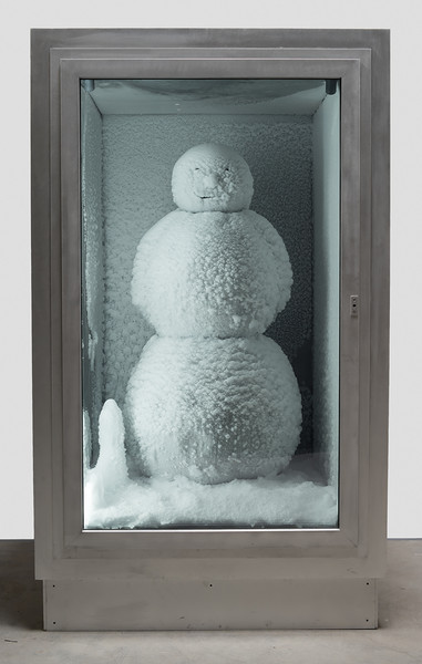 Peter Fischli and David Weiss. Snowman. 1987/2016. Copper, aluminum, glass, water, and coolant system, 85 7/8 x 50 3/8 x 65" (218 x 128 x 165 cm). Courtesy Matthew Marks Gallery. © Peter Fischli and David Weiss