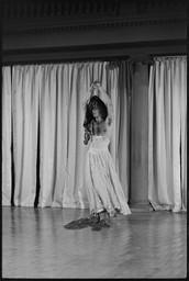 Al Giese’s photograph of David Gordon in Gordon’s Random Breakfast. Performed at Concert of Dance #7, Judson Memorial Church, June 24, 1963. © Estate of Al Giese/Licensed by VAGA, New York, NY