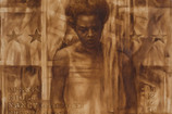 Charles White. Wanted Poster Series #17. 1971. Oil wash and pencil on poster board. 60 × 30" (152.4 × 76.2 cm). Collection of the Flint Institute of Arts, Flint, Michigan, Gift of Mr. and Mrs. B. Morris Pelavin. © The Charles White Archives
