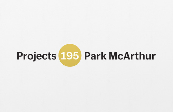 Park McArthur.Is this an investment, pied-à-terre, or primary residence? 2018. Paint on wall; altered Museum of Modern Art Projects logo scaled to gallery dimensions, 37' 5 3/8" × 24 7/8" (1141.4 × 63.2 cm) as installed at MoMA. Edition of 3 + 1 AP. Courtesy the artist and ESSEX STREET, New York