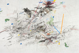 Julie Mehretu. Rising Down. 2008. Ink and acrylic on canvas, 96 x 144" (243.8 x 365.8 cm). Collection Jeanne Greenberg Rohatyn, New York. Photo by Tim Thayer. © 2010 Julie Mehretu