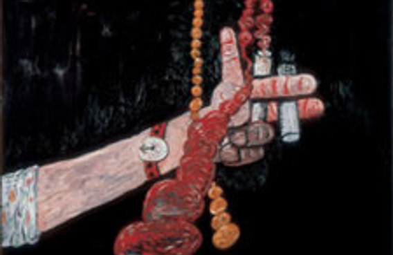 Philip Guston. Talking. 1979. Oil on canvas, 68 1/8" x 6' 6 1/4" (173 x 198.8 cm). The Museum of Modern Art. Fractional and promised gift of Edward R. Broida. © 2006