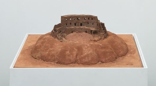 Charles Simonds
(American, born 1945)
People Who Live in a Circle. They Excavate Their Past and Rebuild It into Their Present. Their Dwelling Functions as a Personal and Cosmological Clock, Seasonal, Harmonic, Obsessive
1972