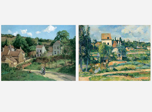 Camille Pisarro. L'Hermitage at Pontoise. c. 1867
Paul Cézanne. Mill on the Couleuvre near Pontoise. c. 1881
