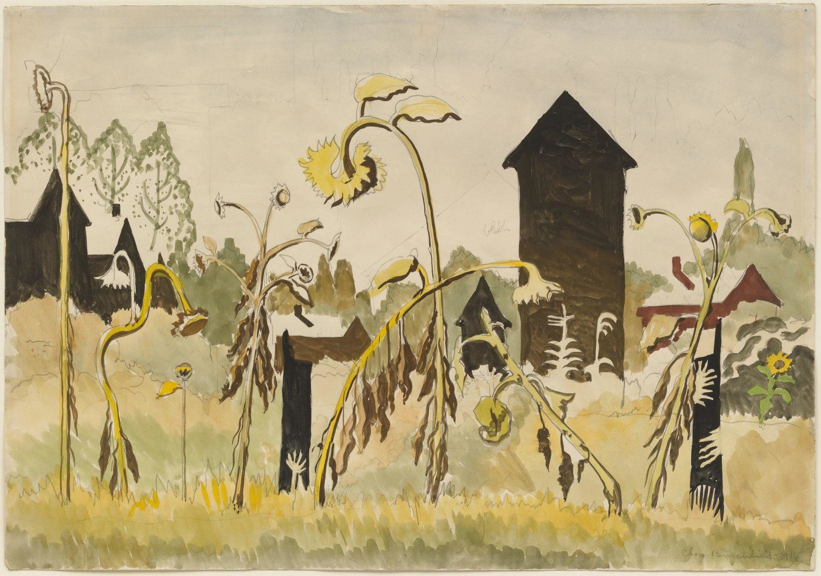 Charles Burchfield (American, 1893–1967)
Rogues' Gallery
1916
Watercolor and pencil on paper
13 7/8 x 19 7/8" (35.2 x 50.6 cm)
Gift of Abby Aldrich Rockefeller
