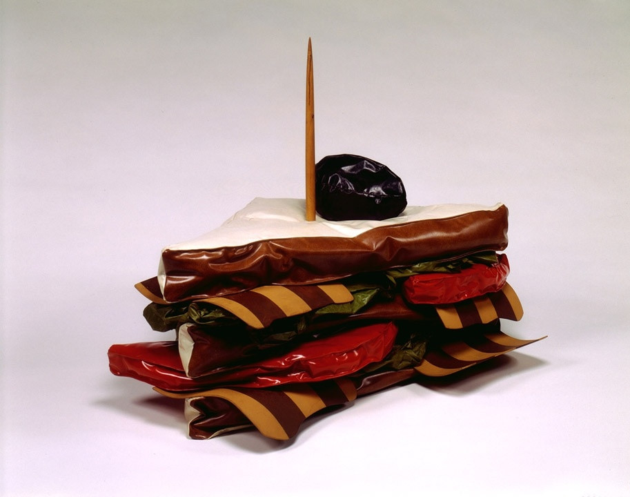 Giant BLT (Bacon, Lettuce and Tomato Sandwich)
Date: 1963
Medium: Vinyl, kapok, and wood painted with acrylic
Dimensions: 32 x 39 x 29" (81.3 x 99.1 x 73.7 cm)
Credit Line: Whitney Museum of American Art, New York
Gift of The American Contemporary Art Foundation, Inc., Leonard A. Lauder, President
