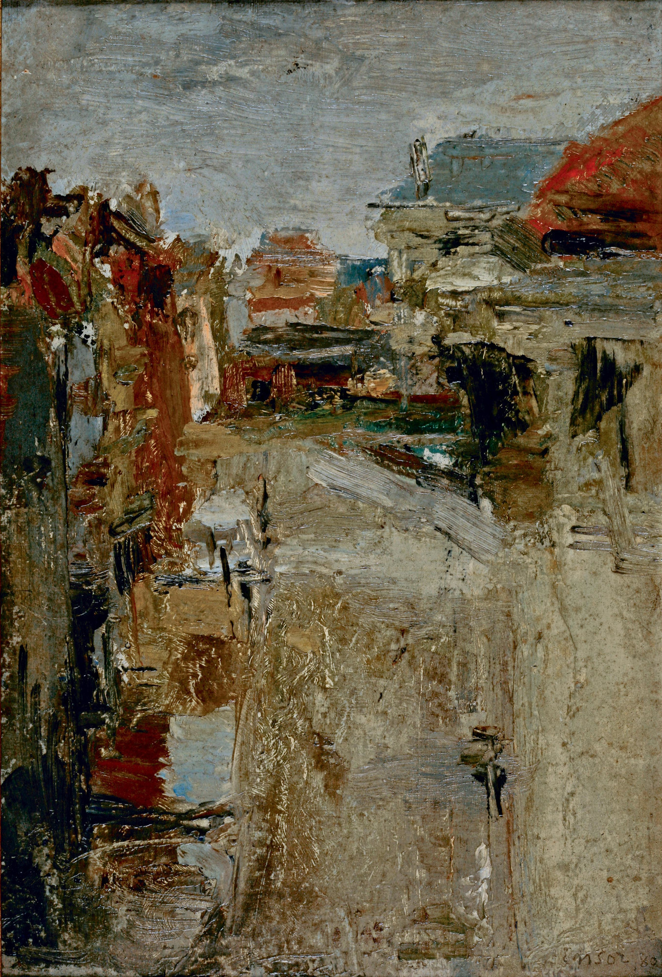 Ensor.  Boulevard Van Iseghem in the Rain