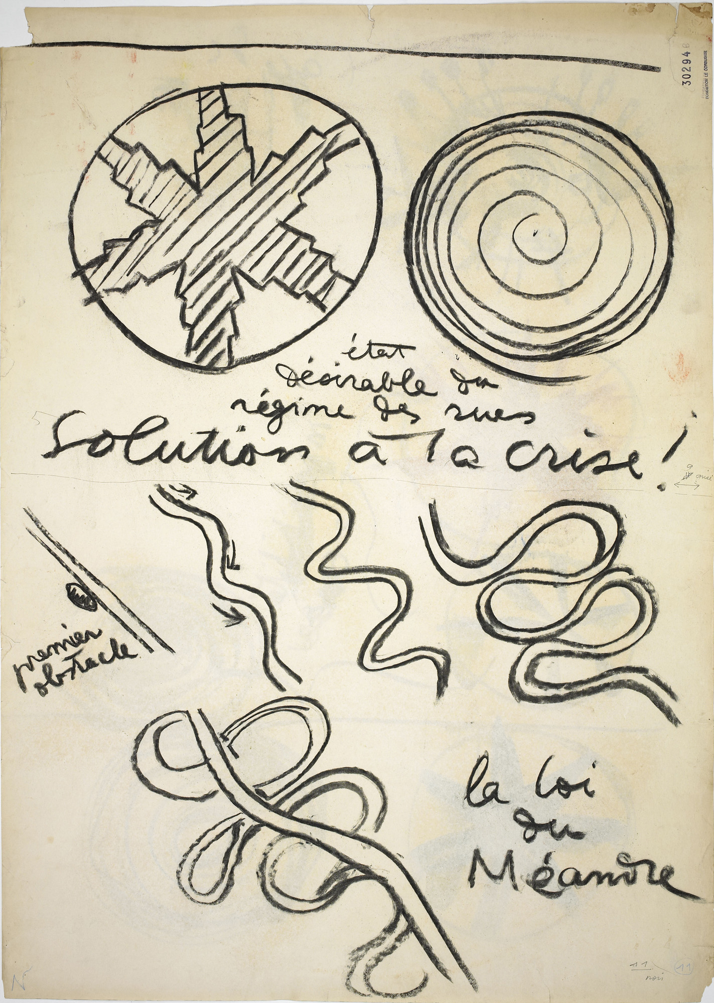 Le Corbusier (Charles-Édouard Jeanneret). La Loi du méandre (The law of the meander). 1929.