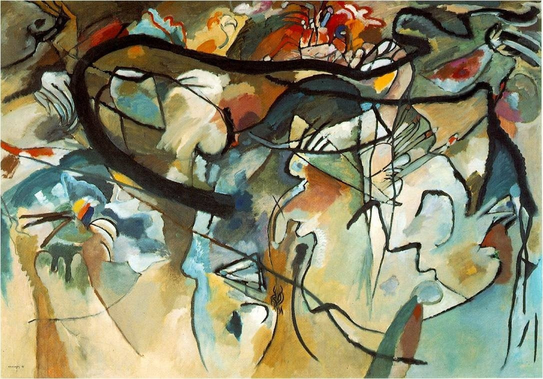 Vasily Kandinsky, _Komposition V (Composition V)_, 1911  
Oil on canvas Städtische Galerie im Lenbachhaus, Munich