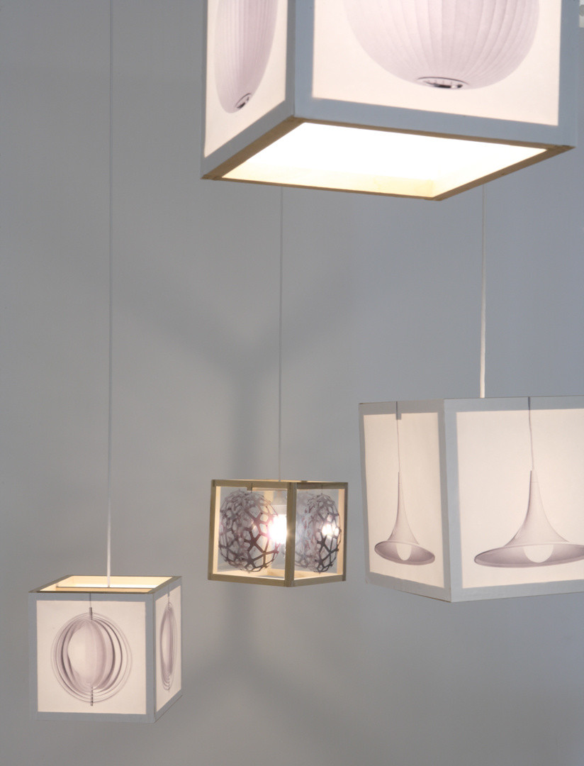 SUPERFLEX. _Copy Light/Factory_. 2008. Manual, contract, and digital and printed images to create a lamp productions workshop, and thirteen fabricated lamps variable. The Museum of Modern Art. Fund for the Twenty-First Century.