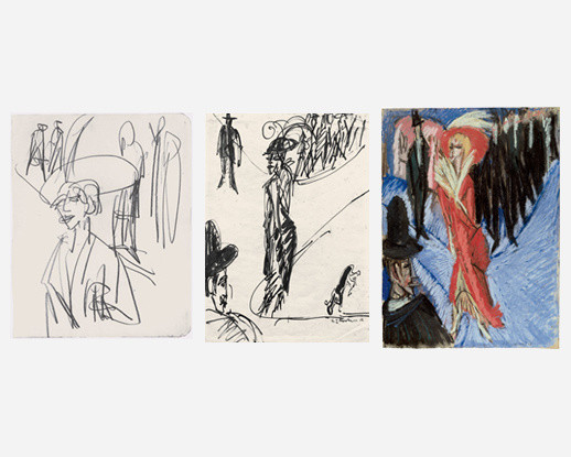 Ernst Ludwig Kirchner. Study for "Red Cocotte" (Studie zur "Roten Kokotte"). 1914
Ernst Ludwig Kirchner. Cocotte with Dog (Kokotte mit Hund). 1914
Ernst Ludwig Kirchner. Red Cocotte (Rote Kokotte). 1914.