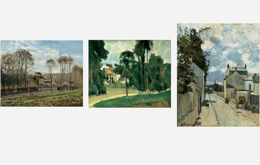 Camille Pisarro. Old Convent, Les Mathurins, Pontoise. 1873
Paul Cézanne. Road at Pontoise. 1875
Camille Pissarro. Rue de l'Hermitage, Pontoise. 1874