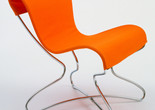 Eva Zeisel. Resilient Chair. 1948-49 Chrome-plated tubular steel and cotton, 28 1/2 x 26 x 26 1/2" (72.4 x 66 x 67.3 cm). Manufacturer: Hudson Fixtures, USA. The Museum of Modern Art, New York. Gift of the designer Architecture &amp; Design 141.1995