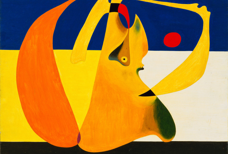 Joan Miró. Bather. 1932. Oil and pencil on wood, 14 1/2 x 18" (36.8 x 45.7 cm). The Museum of Modern Art, New York. Gift of Celeste and Armand P. Bartos
