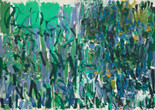 Joan Mitchell. No Rain. 1976. Oil on canvas, two panels, 9' 2" x 13' 1 /58" (279.5 x 400.4 cm). Gift of The Estate of Joan Mitchell. © Estate of Joan Mitchell