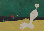 Joan Miró. Person Throwing a Stone at a Bird. 1926. Oil on canvas, 29 x 36 1/4" (73.7 x 92.1 cm). Purchase. ©2019 Successió Miró/Artists Rights Society (ARS), New York/ADAGP, Paris