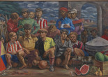 Antonio Berni. New Chicago Athletic Club (Club atlético Nueva Chicago). 1937. Oil on canvas, 6' 3/4" × 9' 10 1/4" (184.8 × 300.4 cm). The Museum of Modern Art, New York. Inter-American Fund. © 2019 Fundación Antonio Berni and Luis Emilio De Rosa, Argentina