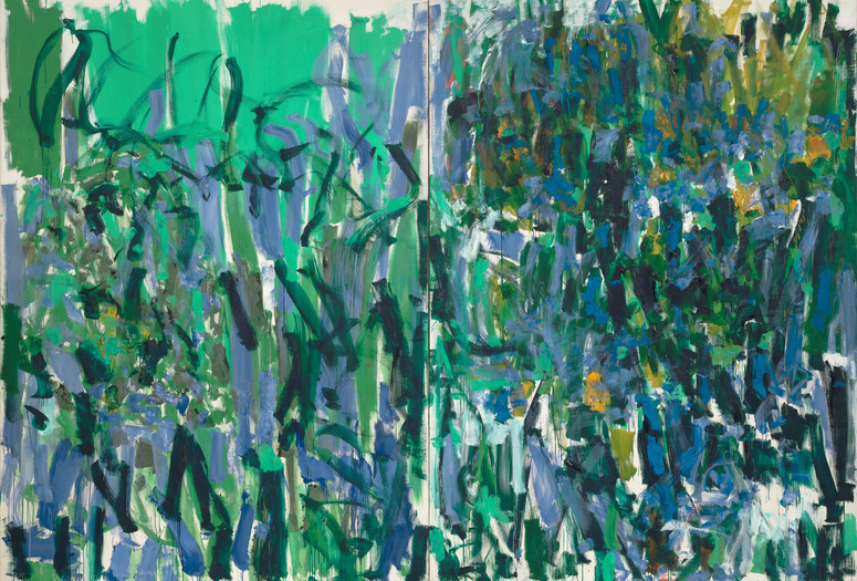 Joan Mitchell. No Rain. 1976. Oil on canvas, two panels, 9' 2" x 13' 1 /58" (279.5 x 400.4 cm). Gift of The Estate of Joan Mitchell