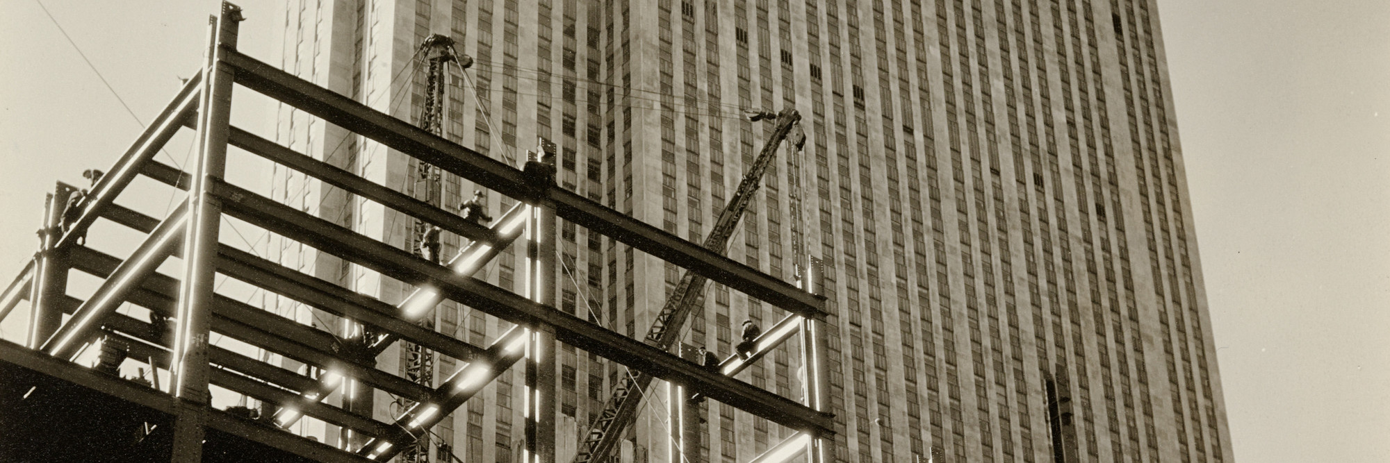Berenice Abbott. Rockefeller Center. c. 1936. Gelatin silver print, 9 1/2 × 7 1/2" (24.1 × 19 cm). Anonymous gift. © 2019 Estate of Berenice Abbott