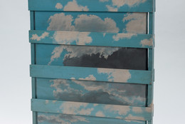 Geoffrey Hendricks. Sky Crated. 1965. Oil on canvas and wood, 38 1/8 × 26 1/2 × 3 1/8" (96.8 × 67.3 × 8 cm). The Gilbert and Lila Silverman Fluxus Collection Gift. © 2019 Geoffrey Hendricks